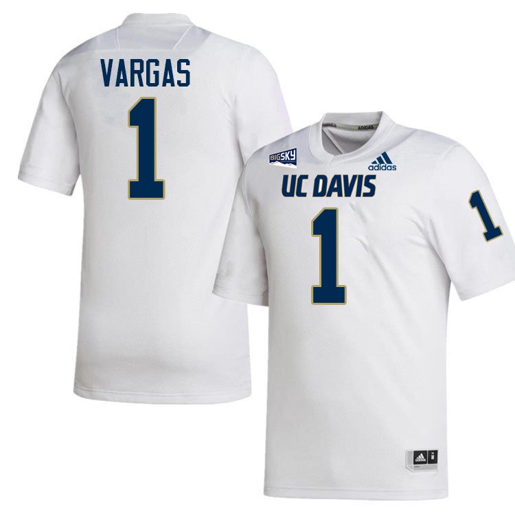 UC Davis Aggies #1 Carter Vargas College Football Jerseys, Uniforms Stitched Sale-White